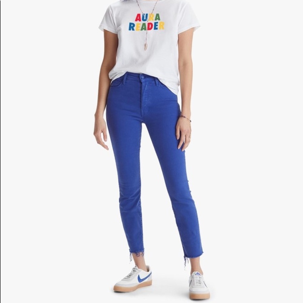 MOTHER Denim Stunner Ankle Fray in Mazerine Blue